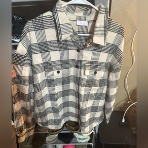 Large Pink Lily Plaid Shacket. Brand New